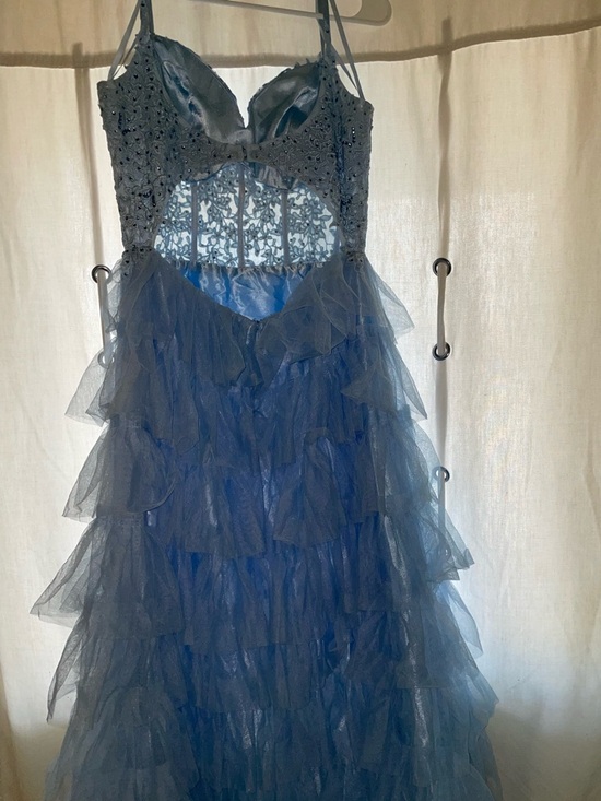 Camille La Vie Light Blue Tiered Tulle Prom Dress